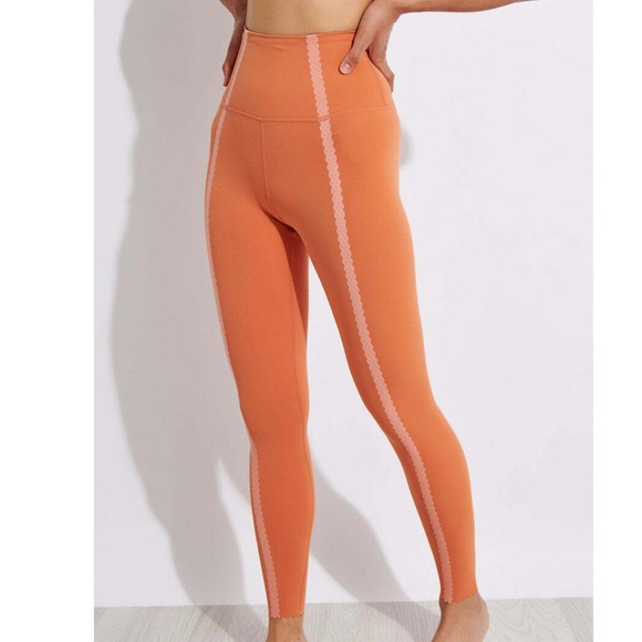 Nike Yoga Luxe Eylet High Rise 7/8 Leggings Orange Women's Large - Picture 4 of 9